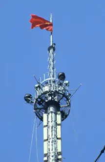 Red flag on top of Ostankino TV Tower, 1982