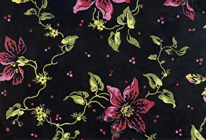 Dots: Red flowers with six petals are attached to stringy green st