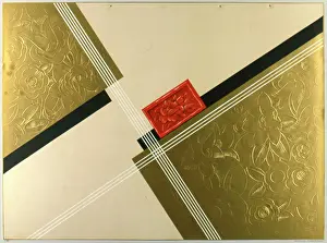 Abstracts: Red, gold and cream abstract art deco design