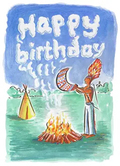 Fanning: Red Indian making'Happy Birthday in smoke