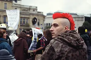 Mohican: Red mohican man at CND Rally