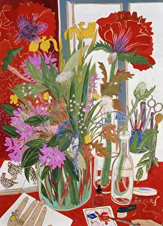 Bewick: Red Poppies, Red Studio ' vase of flowers