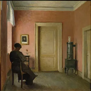 Calming: The Red Room ' with woman sitting