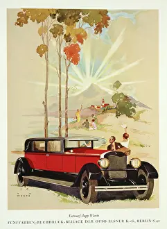 Headlamps: Red vintage car at the seaside