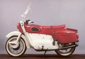 Cruising: Red and White Motorbike