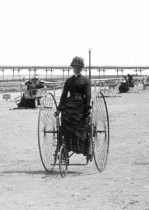 Redcar: Redcar, Tricycle on the Esplanade 1886