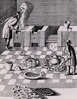Smaller: Refining gold in Prague in 1574. Copperplate engraving