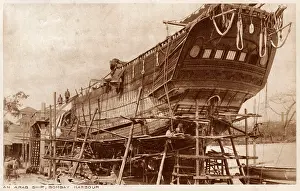Propped: Refitting an Arab Dhow in Mumbai Harbour, India