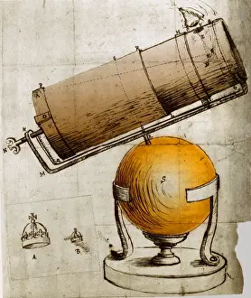 Telescopes: Reflecting Telescope, Invented and Drawn by Newton
