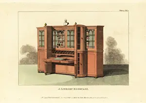 Regency Era: Regency-era metamorphic library bookcase, 1812