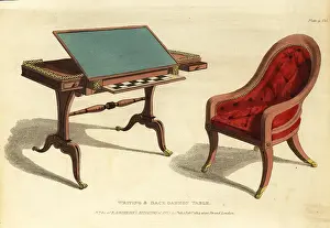 Pencils: Regency-era writing and backgammon table with chair