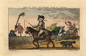 Bolted: Regency gentleman using a whip to steer a horse