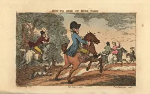 Annals: Regency gentlemen riding horses using whips
