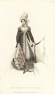 Flounce: Regency lady in half-mourning walking dress and