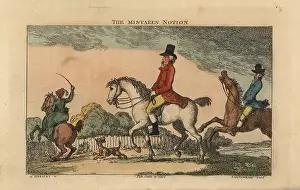 Annals: Regency man riding a horse, while other riders struggle