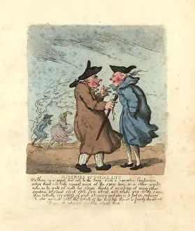 Miseries: Two Regency men stoppped to talk in a freezing wind
