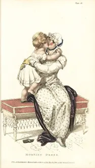 Thomas Uwins: Regency mother and child playing on a sofa, 1810