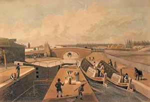 Barge: Regent's Canal Locks Print