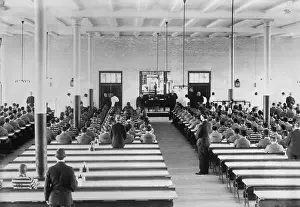 Regimentation: Regimented dinner in the new penitentiary