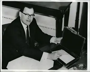 Maudling: Reginald Maudling at desk, preparing for the Budget