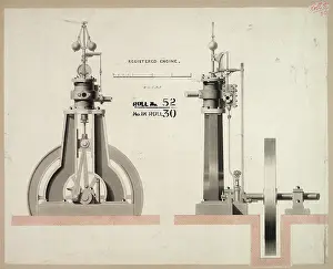 Gaskell: Registered engine, front and side elevations