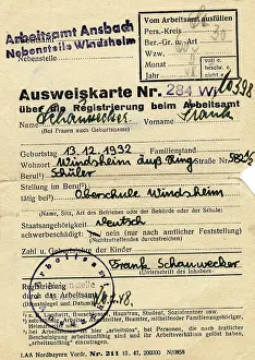 Post War: Registration at labour exchange Ansbach