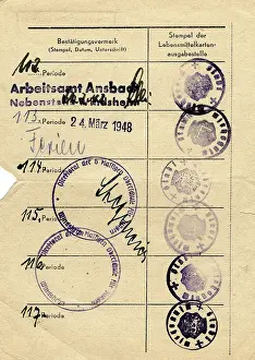 Post War: Registration at labour exchange Ansbach