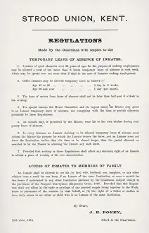 Absence: Regulations Poster, Strood Union Workhouse, Kent