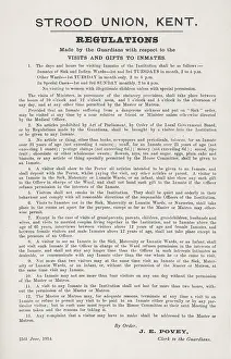 Regarding: Regulations Poster, Strood Union Workhouse, Kent