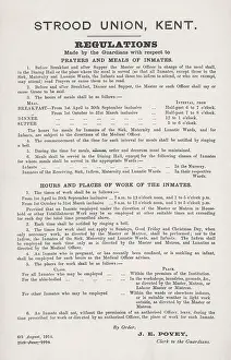 Regarding: Regulations Poster, Strood Union Workhouse, Kent