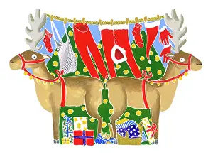 Double Sided: Reindeer with Santa's Washing