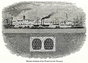 Relative: Relative Positions of Thames Tunnel and River, London