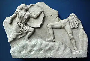 Myths: Relief with Amazonomachy. Athens, Greece. 2nd century AD