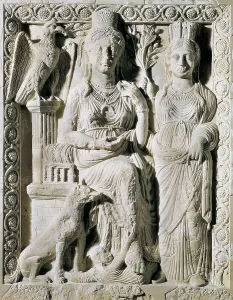 Zenobia: Relief depicting Queen Zenobia and a slave