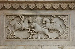 Kachwaha: Relief, Gaitor Ki Chhatriyan, Jaipur, Rajasthan, India