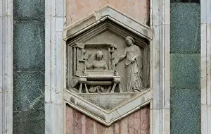 Hexagon: Relief, Giotto's campanile, Florence, Tuscany, Italy