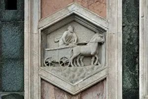 Hexagon: Relief, Giotto's campanile, Florence, Tuscany, Italy