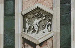 Hexagon: Relief, Giotto's campanile, Florence, Tuscany, Italy