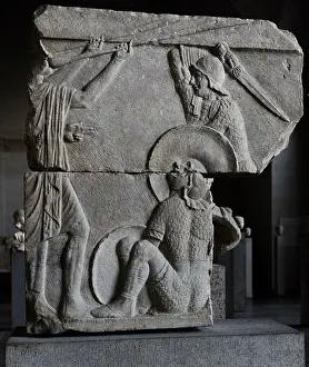 Gladiators: Relief of gladiators. About 30 BC