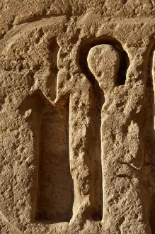 Crook: Relief with hieroglyphic symbols. Crook. Temple of Ramses II