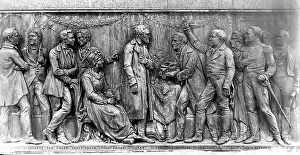 1752: Relief image of the monument to Albrecht von Thaer, founder
