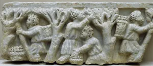 Peasantry: Relief of the olive-pickers. Romans harvesting olives