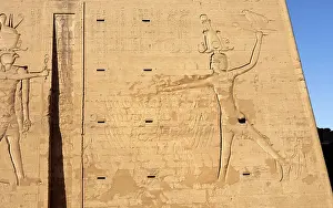 Edfou: Relief, Pylon, Temple of Horus, Edfu, Egypt