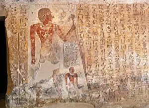 Striding: Relief, tomb of Ahmes, Elkab, Egypt