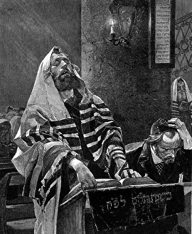 Torah: religion, Judaism, rabbi is reading in Torah