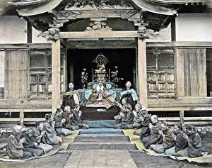 Priests: Religious ceremony, Buddhist priests, Japan, circa 1880s