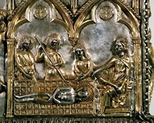 Diocesan: Reliquary casket of Saint Cucuphas. Wooden gilded silver. 14