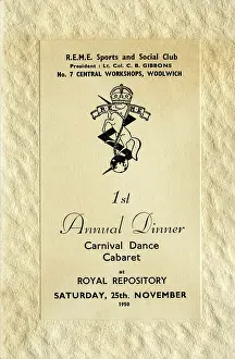 Reme: REME Woolwich, Dinner Dance card