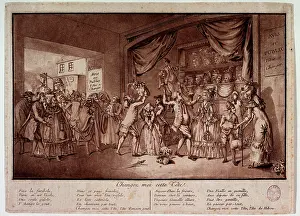 Wigmaker: Remove That Head. Engraving. Paris
