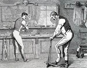 Removing: Removing boots with the fox-hunter's boot- jack
